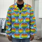LGBT Pride Rainbow Heart Pattern Print Men's Shirt Jacket