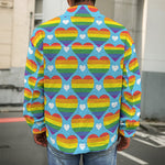 LGBT Pride Rainbow Heart Pattern Print Men's Shirt Jacket