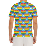 LGBT Pride Rainbow Heart Pattern Print Men's Short Sleeve Rash Guard