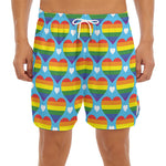 LGBT Pride Rainbow Heart Pattern Print Men's Split Running Shorts