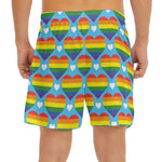 LGBT Pride Rainbow Heart Pattern Print Men's Split Running Shorts