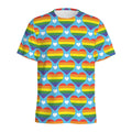 LGBT Pride Rainbow Heart Pattern Print Men's Athletic T-Shirt
