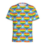 LGBT Pride Rainbow Heart Pattern Print Men's Sports T-Shirt