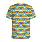 LGBT Pride Rainbow Heart Pattern Print Men's Sports T-Shirt