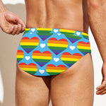 LGBT Pride Rainbow Heart Pattern Print Men's Swim Briefs