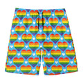 LGBT Pride Rainbow Heart Pattern Print Men's Swim Trunks