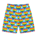 LGBT Pride Rainbow Heart Pattern Print Men's Swim Trunks