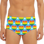 LGBT Pride Rainbow Heart Pattern Print Men's Triangle Swim Briefs
