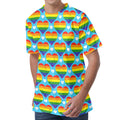 LGBT Pride Rainbow Heart Pattern Print Men's Velvet T-Shirt