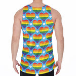 LGBT Pride Rainbow Heart Pattern Print Men's Velvet Tank Top