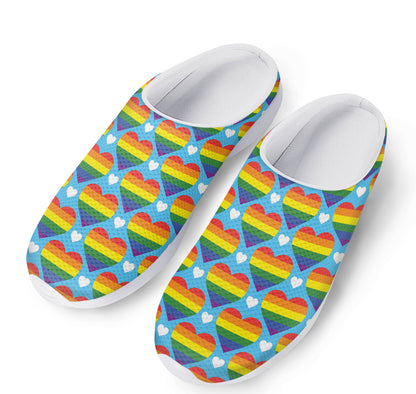 LGBT Pride Rainbow Heart Pattern Print Mesh Casual Shoes
