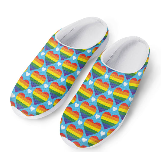 LGBT Pride Rainbow Heart Pattern Print Mesh Casual Shoes