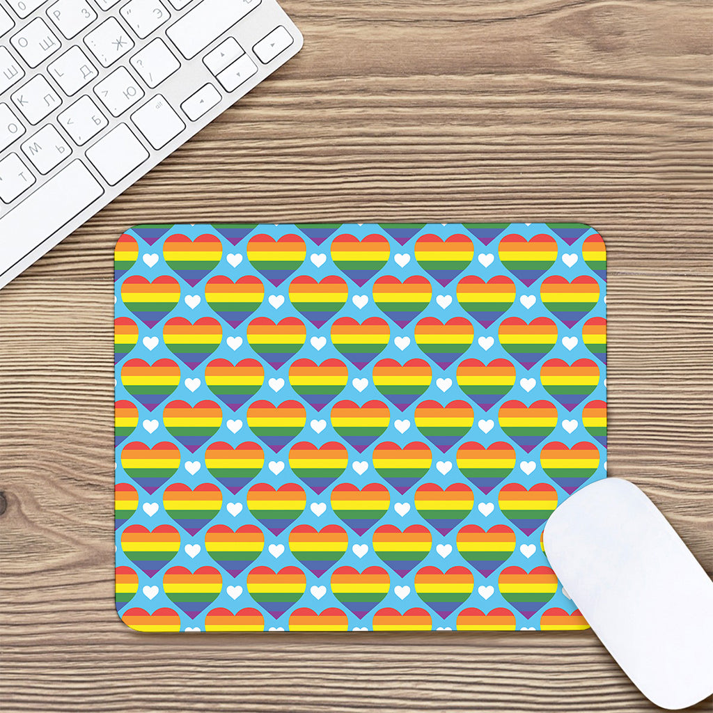 LGBT Pride Rainbow Heart Pattern Print Mouse Pad