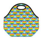 LGBT Pride Rainbow Heart Pattern Print Neoprene Lunch Bag