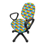 LGBT Pride Rainbow Heart Pattern Print Office Chair Cover