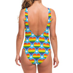 LGBT Pride Rainbow Heart Pattern Print One Piece Swimsuit