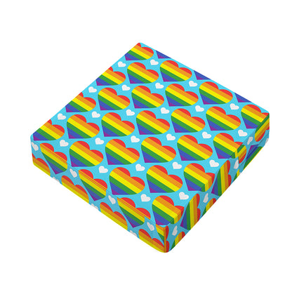 LGBT Pride Rainbow Heart Pattern Print Outdoor Seat Cushion Cover