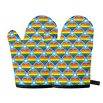 LGBT Pride Rainbow Heart Pattern Print Oven Mitts