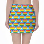 LGBT Pride Rainbow Heart Pattern Print Pencil Mini Skirt