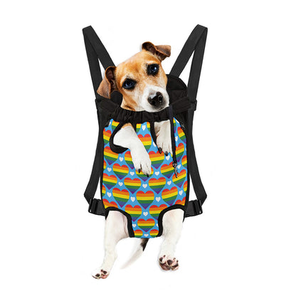 LGBT Pride Rainbow Heart Pattern Print Pet Carrier Backpack