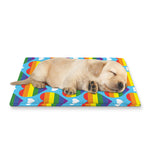 LGBT Pride Rainbow Heart Pattern Print Pet Cooling Mat Cover