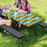 LGBT Pride Rainbow Heart Pattern Print Picnic Table Cover