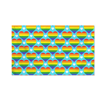 LGBT Pride Rainbow Heart Pattern Print Polyester Flag