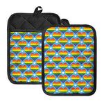LGBT Pride Rainbow Heart Pattern Print Pot Holders With Pocket