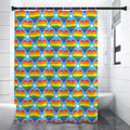 LGBT Pride Rainbow Heart Pattern Print Premium Shower Curtain
