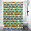 LGBT Pride Rainbow Heart Pattern Print Premium Shower Curtain