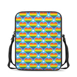 LGBT Pride Rainbow Heart Pattern Print Rectangular Crossbody Bag