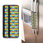 LGBT Pride Rainbow Heart Pattern Print Refrigerator Handle Covers