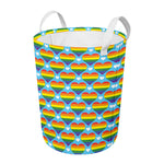 LGBT Pride Rainbow Heart Pattern Print Round Laundry Basket