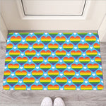 LGBT Pride Rainbow Heart Pattern Print Rubber Doormat