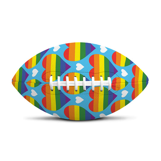 LGBT Pride Rainbow Heart Pattern Print Rugby Ball