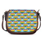 LGBT Pride Rainbow Heart Pattern Print Saddle Bag