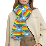 LGBT Pride Rainbow Heart Pattern Print Scarf