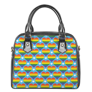 LGBT Pride Rainbow Heart Pattern Print Shoulder Handbag