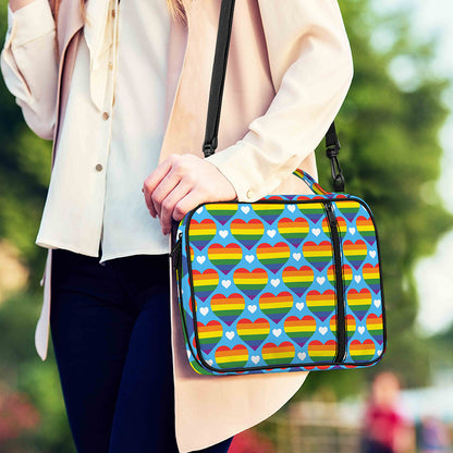 LGBT Pride Rainbow Heart Pattern Print Shoulder Strap Bible Bag