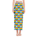 LGBT Pride Rainbow Heart Pattern Print Side Slit Maxi Skirt