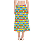 LGBT Pride Rainbow Heart Pattern Print Side Slit Midi Skirt