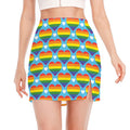LGBT Pride Rainbow Heart Pattern Print Side Slit Mini Skirt