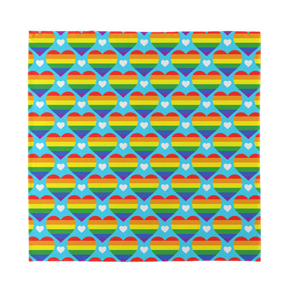 LGBT Pride Rainbow Heart Pattern Print Silk Bandana