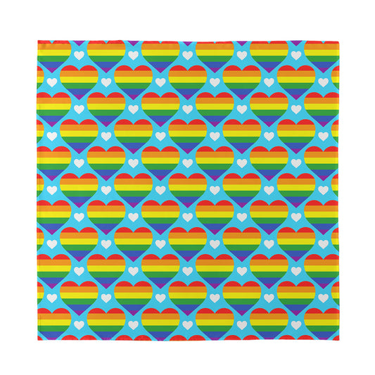 LGBT Pride Rainbow Heart Pattern Print Silk Bandana