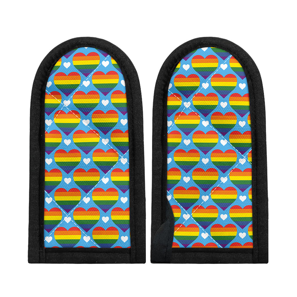 LGBT Pride Rainbow Heart Pattern Print Skillet Handle Cover