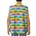 LGBT Pride Rainbow Heart Pattern Print Sleeveless Baseball Jersey