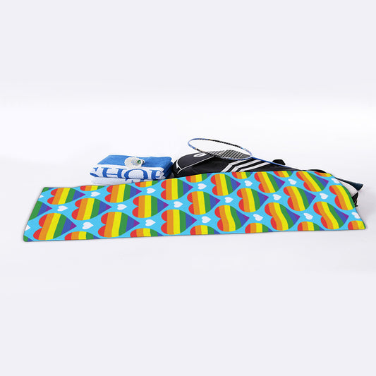 LGBT Pride Rainbow Heart Pattern Print Sports Towel