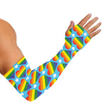 LGBT Pride Rainbow Heart Pattern Print Sun Protection Arm Sleeves