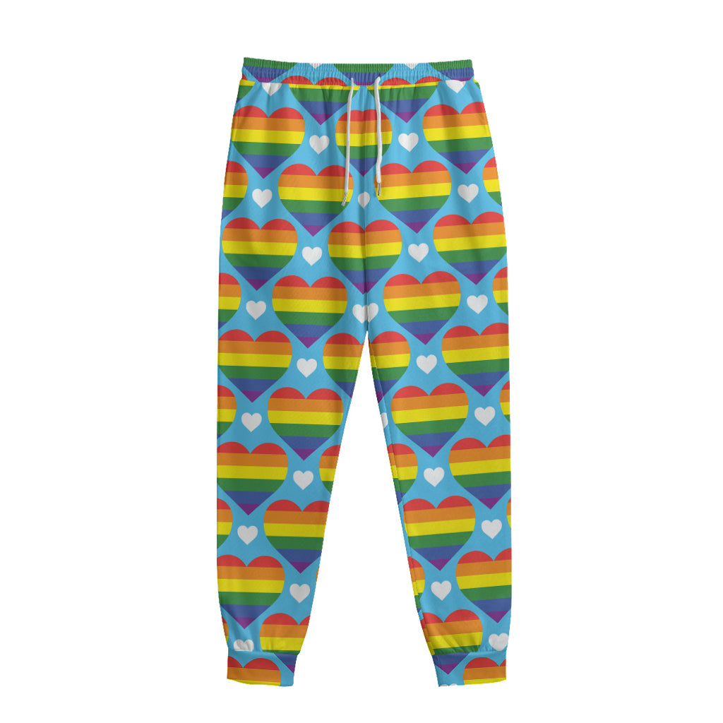LGBT Pride Rainbow Heart Pattern Print Sweatpants