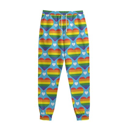 LGBT Pride Rainbow Heart Pattern Print Sweatpants